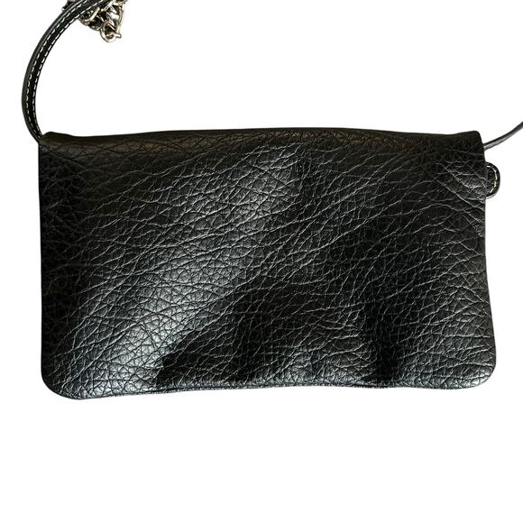 Nine West Black Faux Leather Foldover Crossbody Bag Wristlet - Picture 7 of 10
